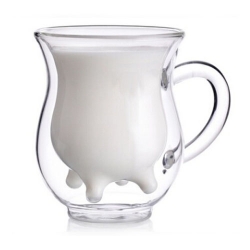 Transparent Double Layer Glass Milk Cup