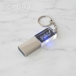 豪華LED水晶USB隨身碟帶鑰匙扣 - 4GB