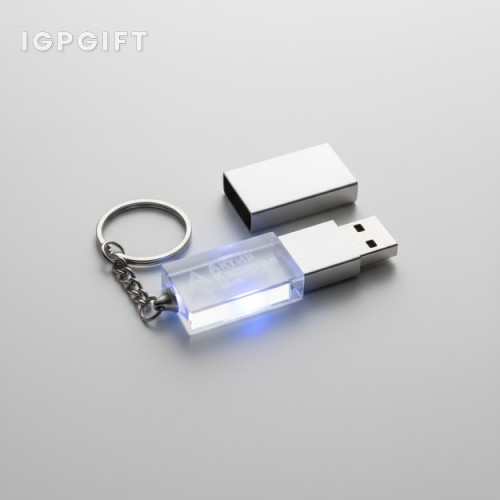 豪華LED水晶USB隨身碟帶鑰匙扣 - 4GB