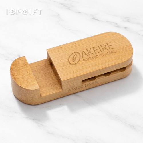 竹製手機支架與纜線整理器