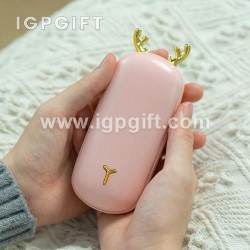 可愛麋鹿角行動電源暖手寶