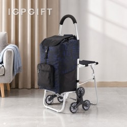 帶凳可坐折疊爬樓便攜購物手拉車