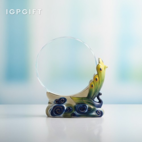 孔雀陶瓷水晶獎盃