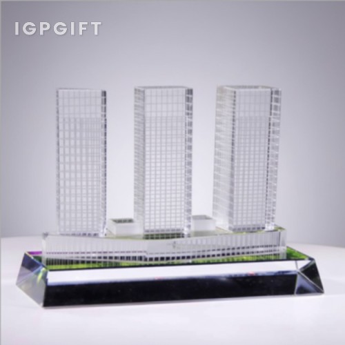 水晶3D立體大樓塔模型擺件定製