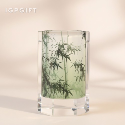 水晶竹子筆筒定製