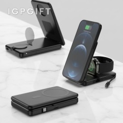 三合一折疊磁吸無線充行動電源