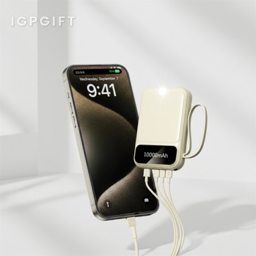 LED手電筒行動電源（內置4根數據線）- 10000mAh