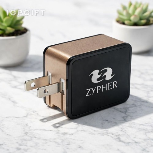 便攜式雙口USB摺疊牆面充電器 - 發光標誌