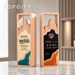 錦繡山河浮雕實木獎座