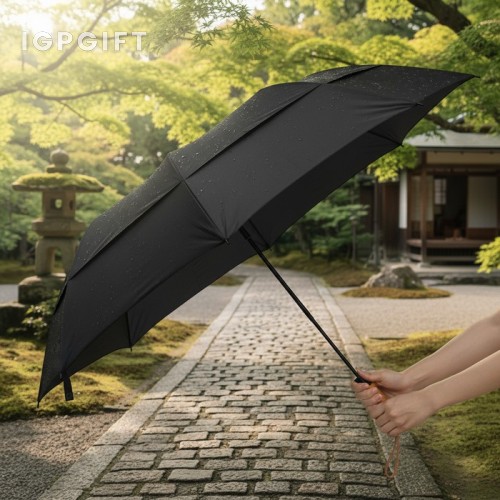 經典風格木柄自動開合陽傘