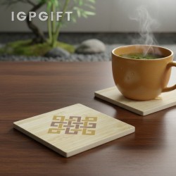 吸水石方形杯墊-竹圖案