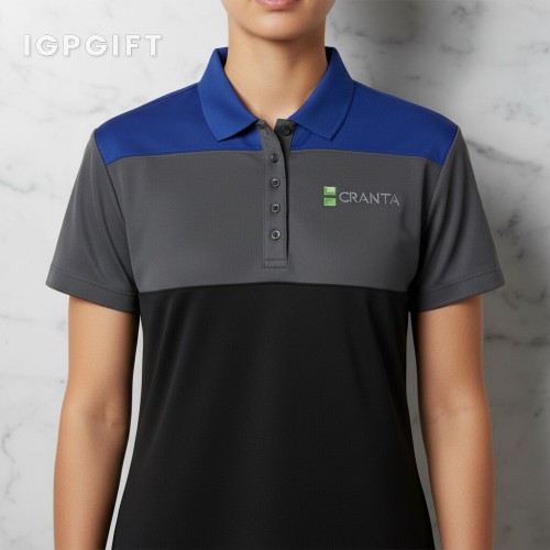 女式彩條性能 Polo 衫