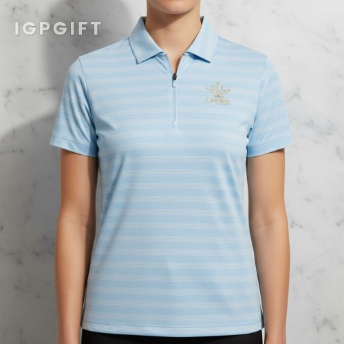 女士條紋高爾夫 polo 衫