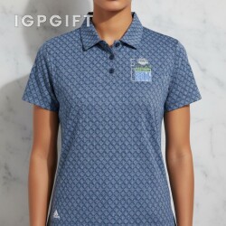 女士四向伸展印花Polo衫