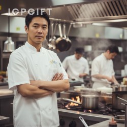 十扣短袖廚師外套