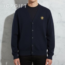 男款V領針織開衫外套（口袋設計）