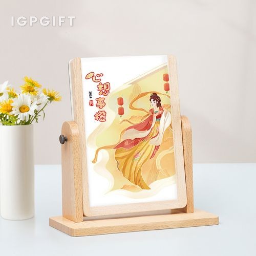 實木翻轉帶鏡桌面月曆