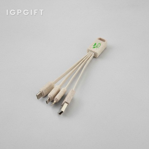 環保小麥稻草四合一充電線