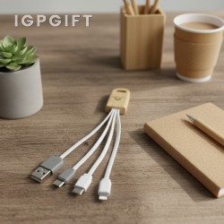 環保竹製雙頭充電線