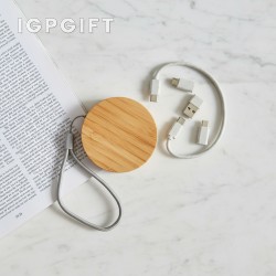 圓形竹製多功能旅行充電套件