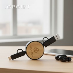 竹製可伸縮雙充電線