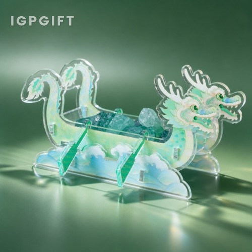 端午龍舟香薰晶石亞加力擺件禮盒