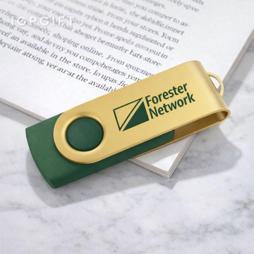 金色旋轉USB-C隨身碟 - 32GB