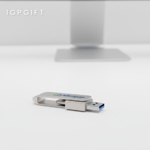 金屬旋轉銀色USB閃存驅動器 - 32GB