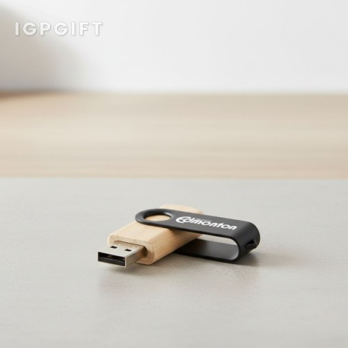金屬旋轉黑木USB隨身碟 – 32GB