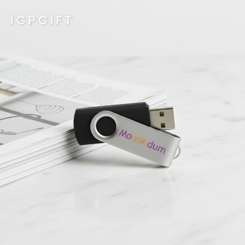 金屬旋轉橡膠包覆USB隨身碟 - 4GB