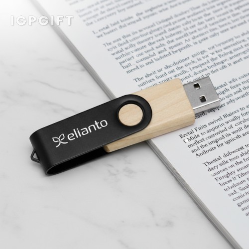金屬旋轉黑木USB隨身碟 – 32GB
