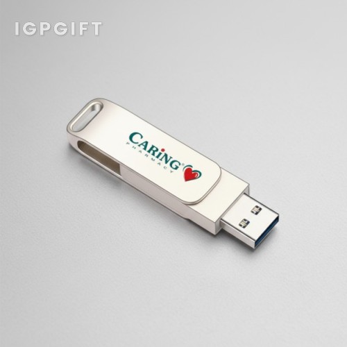 金屬旋轉銀色USB閃存驅動器 - 32GB