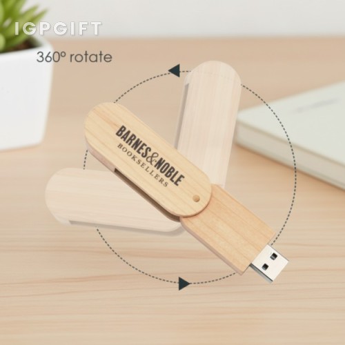 360度旋轉木質USB隨身碟 - 8GB