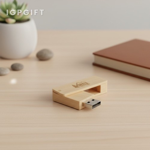 環保竹製矩形USB隨身碟 - 4GB