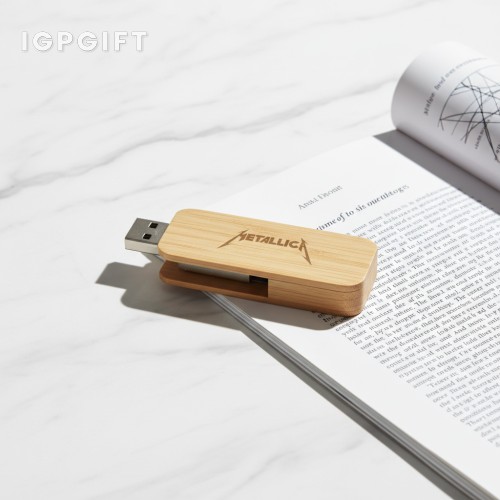環保竹製矩形USB隨身碟 - 4GB