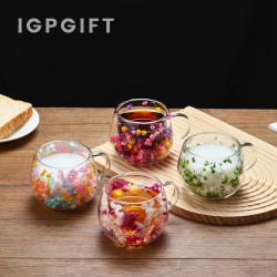 高硼硅雙層隔熱乾花玻璃杯