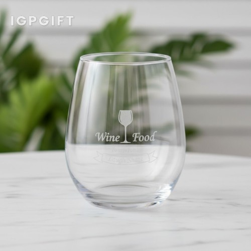 無腳白葡萄酒杯 - 12盎司 - 深度雕刻
