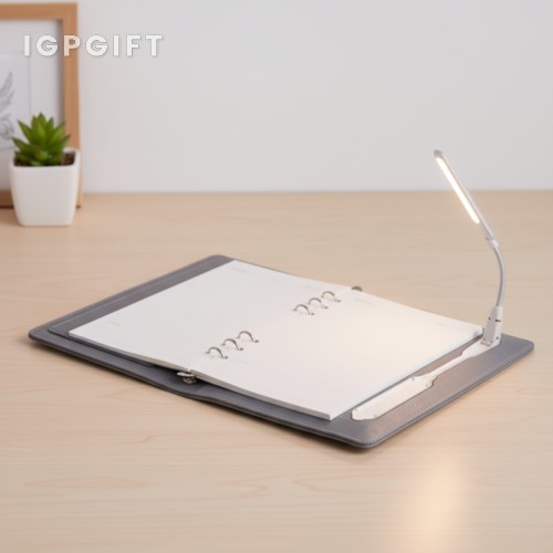 高級皮革附帶充電台燈的企業定製記事本禮品