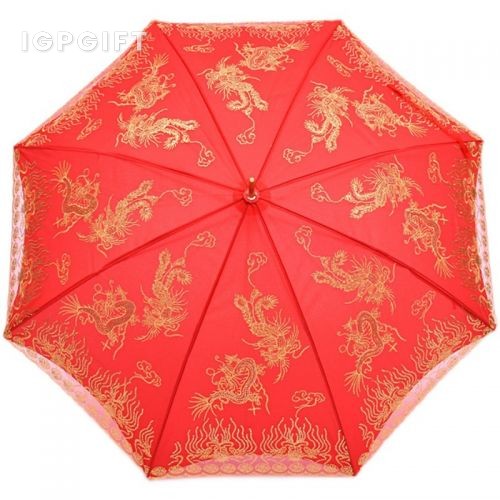 紅色印花直桿傘