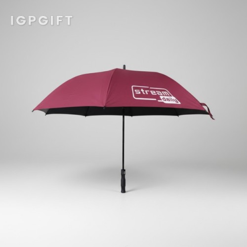 高品質自動開合黑色塗層高爾夫大雨傘