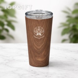 激光雕刻木紋真空保溫杯