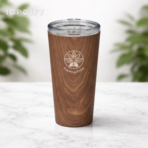 激光雕刻木紋真空保溫杯