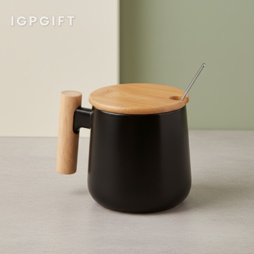 竹蓋陶瓷咖啡杯500ml