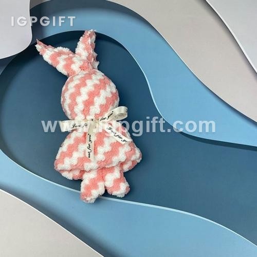 波浪條紋兔子造型毛巾