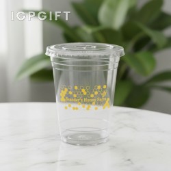 透明軟塑料杯（帶蓋）- 16盎司