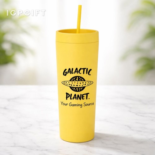柔感雙層壓克力隨行杯（配吸管）- 17 oz.