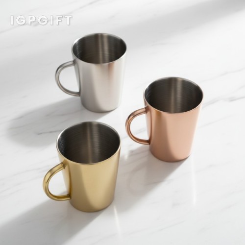 不鏽鋼雙層三色咖啡杯