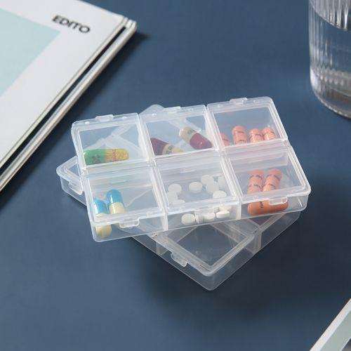 透明6格方形藥盒