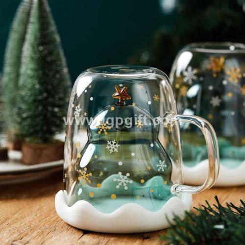 聖誕樹雙層玻璃杯